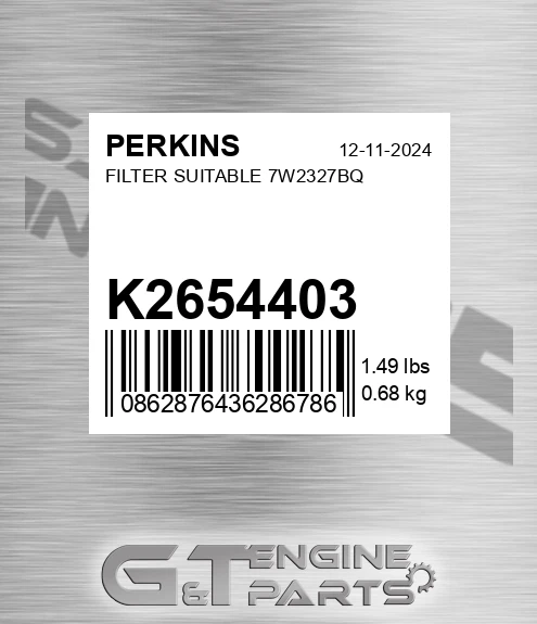 K2654403 Filter Suitable 7w2327bq