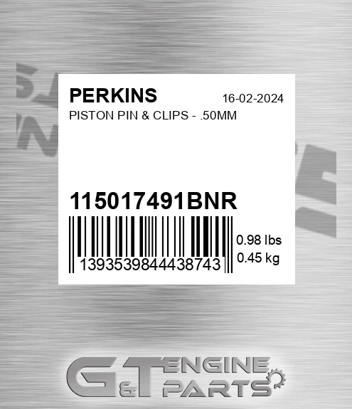 115017491B-NR Piston Pin & Clips - .50mm