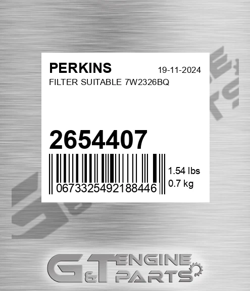 2654407 PERKINS Filter Suitable 7w2326bq