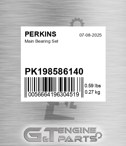 PK198586140 Main Bearing Set for PERKINS