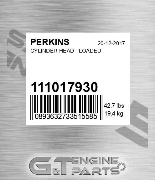 111017930 PERKINS Cylinder Head - Loaded