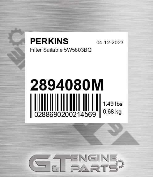 2894080M Filter Suitable 5w5803bq for PERKINS