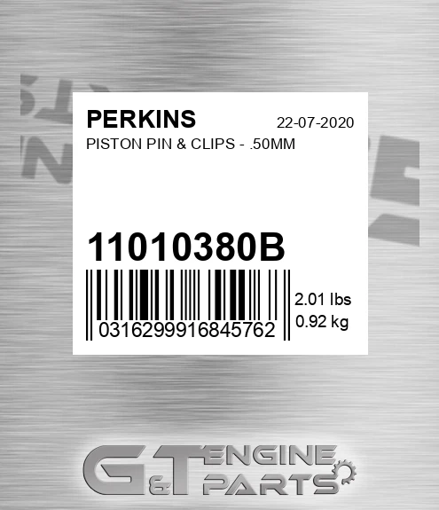 11010380B Piston Pin & Clips - .50mm
