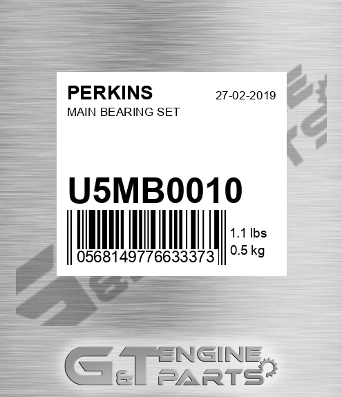 U5MB0010 Main Bearing Set