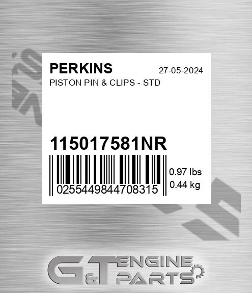 115017581-NR Piston Pin & Clips - Std