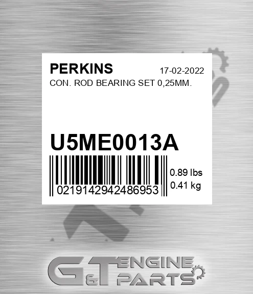 U5ME0013A Con. Rod Bearing Set 0,25mm.