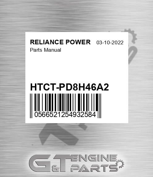 HTCT-PD8H46A2 Parts Manual for RELIANCE POWER