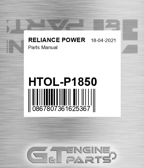 HTOL-P1850 Parts Manual for RELIANCE POWER