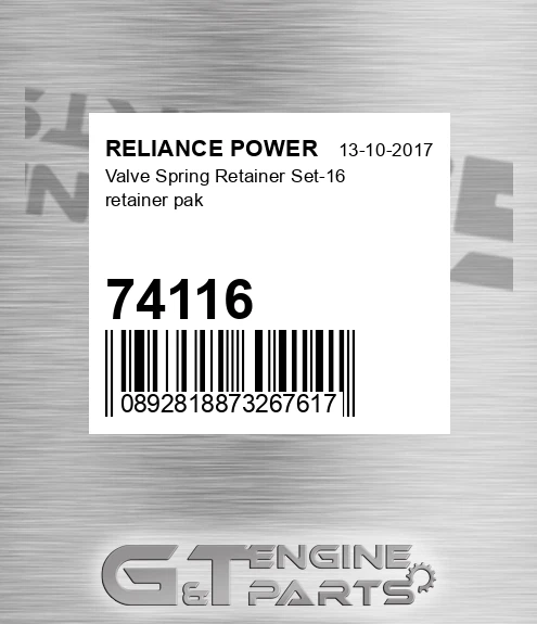 74116 Valve Spring Retainer Set-16 Retainer Pak