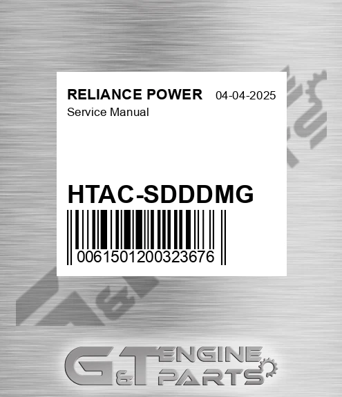 HTAC-SDDDMG Service Manual for RELIANCE POWER