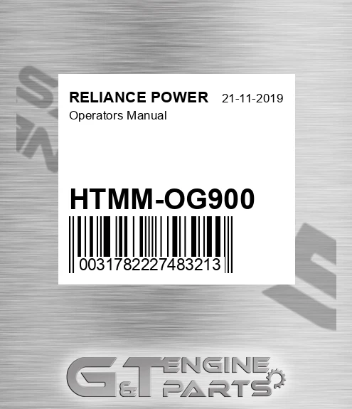 HTMM-OG900 Operators Manual for RELIANCE POWER