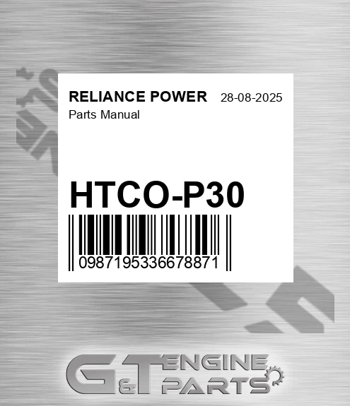 HTCO-P30 Parts Manual for RELIANCE POWER