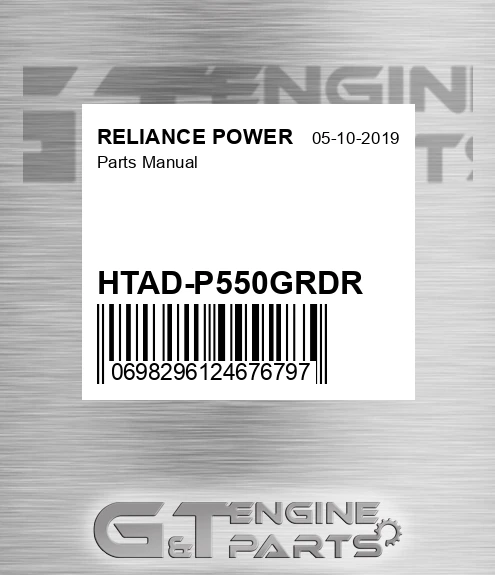 HTAD-P550GRDR Parts Manual for RELIANCE POWER