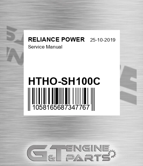 HTHO-SH100C Service Manual for RELIANCE POWER