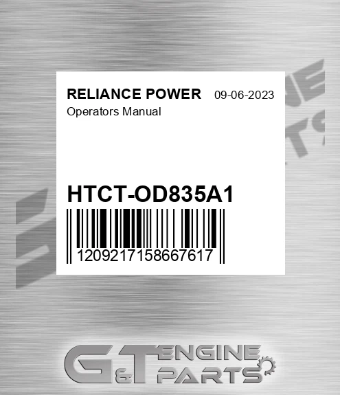 HTCT-OD835A1 Operators Manual for RELIANCE POWER