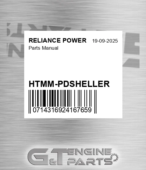 HTMM-PDSHELLER Parts Manual for RELIANCE POWER