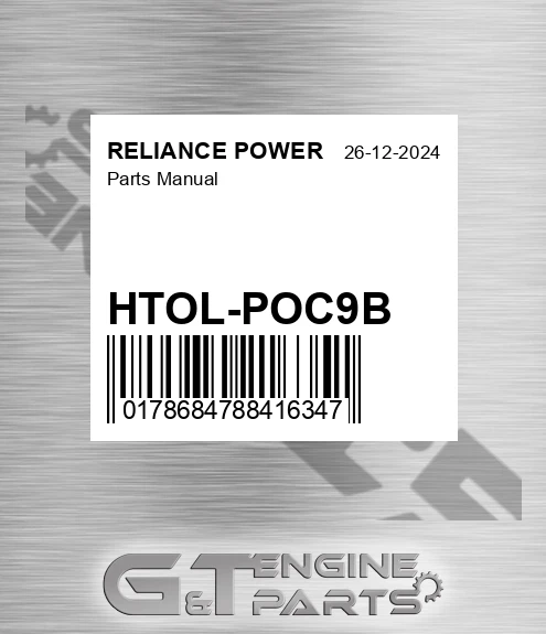 HTOL-POC9B Parts Manual for RELIANCE POWER