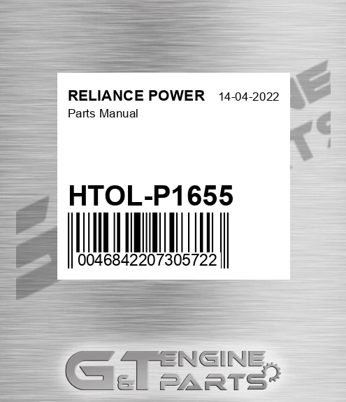 HTOL-P1655 Parts Manual for RELIANCE POWER
