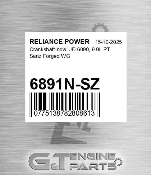6891N-SZ Crankshaft-new Jd 6090, 9.0l Pt Sanz Forged Wg