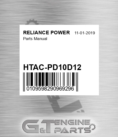 HTAC-PD10D12 Parts Manual for RELIANCE POWER