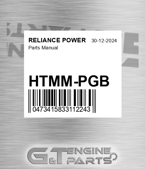 HTMM-PGB Parts Manual for RELIANCE POWER
