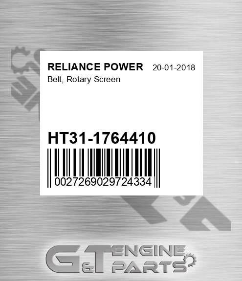 HT31-1764410 Belt, Rotary Screen for RELIANCE POWER
