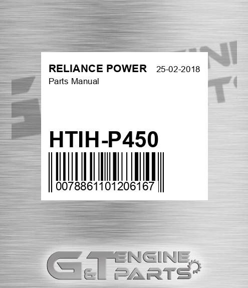 HTIH-P450 Parts Manual for RELIANCE POWER