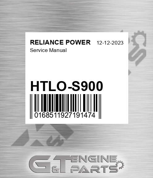 HTLO-S900 Service Manual for RELIANCE POWER