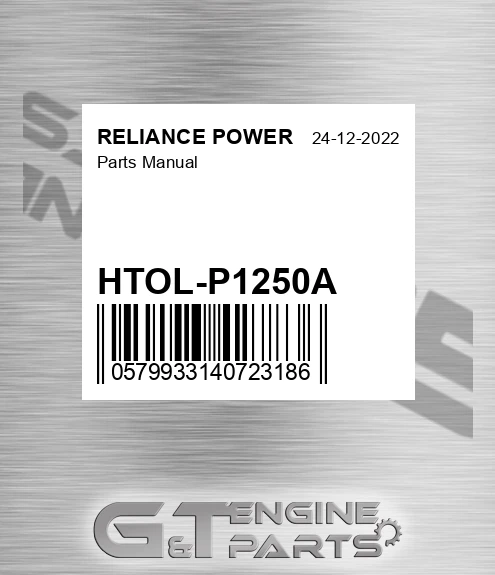 HTOL-P1250A Parts Manual for RELIANCE POWER