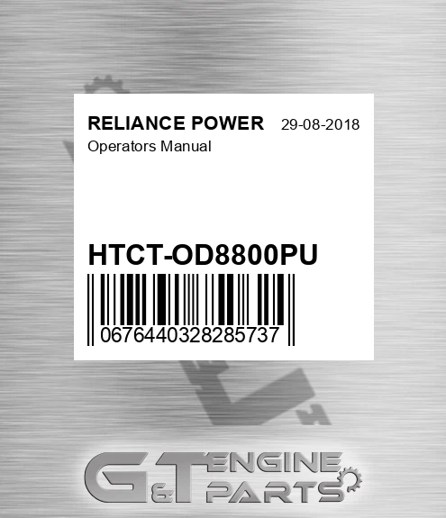 HTCT-OD8800PU Operators Manual for RELIANCE POWER