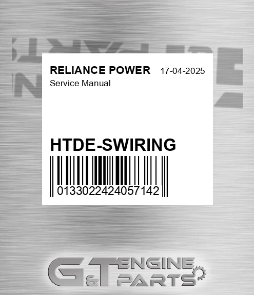 HTDE-SWIRING Service Manual for RELIANCE POWER
