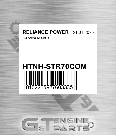 HTNH-STR70COM Service Manual for RELIANCE POWER