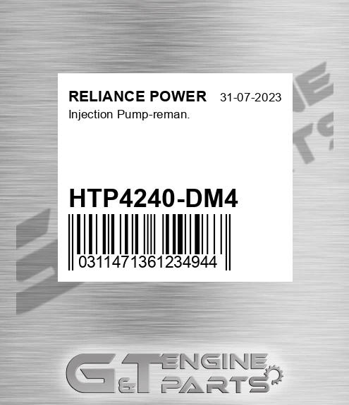 HTP4240-DM4 Injection Pump-reman. for RELIANCE POWER