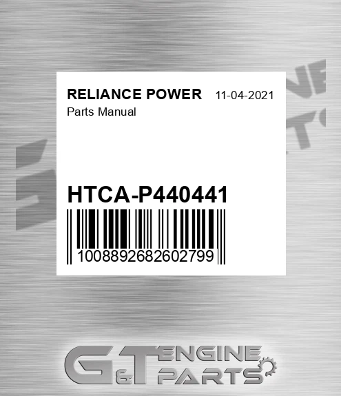HTCA-P440441 Parts Manual for RELIANCE POWER