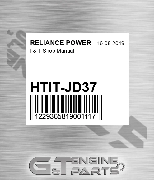 HTIT-JD37 I & T Shop Manual for RELIANCE POWER