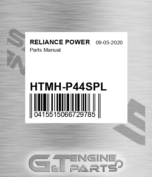 HTMH-P44SPL Parts Manual for RELIANCE POWER