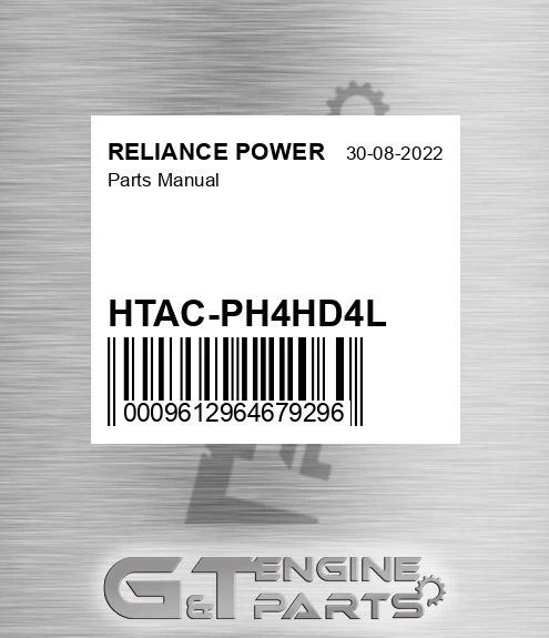 HTAC-PH4HD4L Parts Manual for RELIANCE POWER
