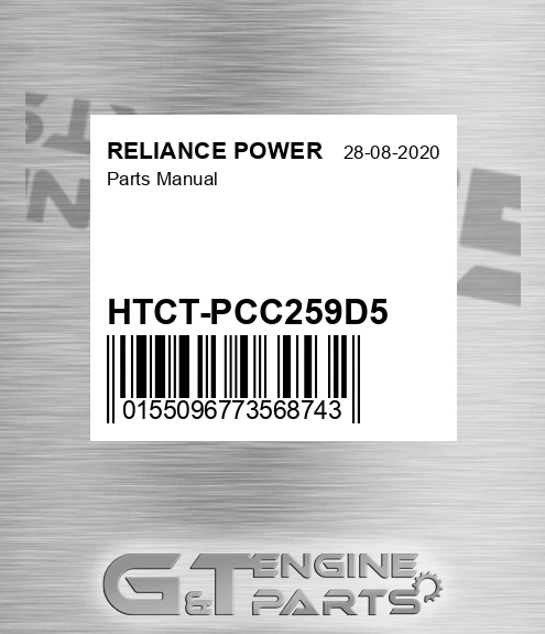 HTCT-PCC259D5 Parts Manual for RELIANCE POWER