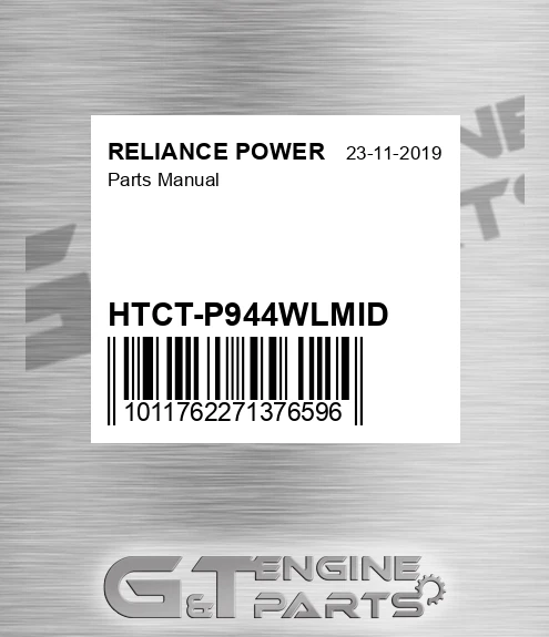 HTCT-P944WLMID Parts Manual for RELIANCE POWER