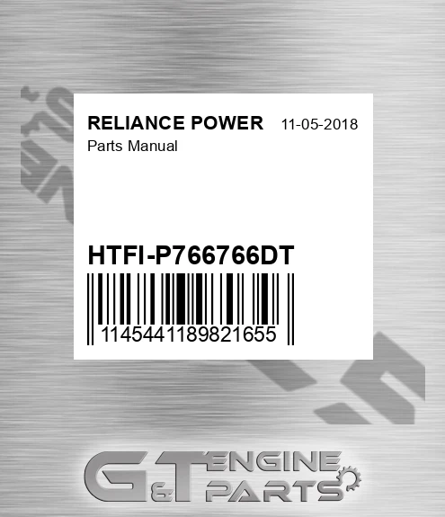 HTFI-P766766DT Parts Manual for RELIANCE POWER