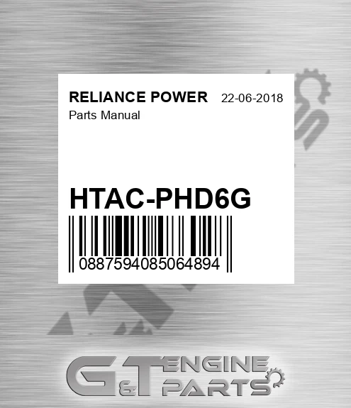 HTAC-PHD6G Parts Manual for RELIANCE POWER