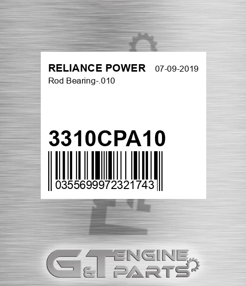 3310CPA10 Rod Bearing-.010