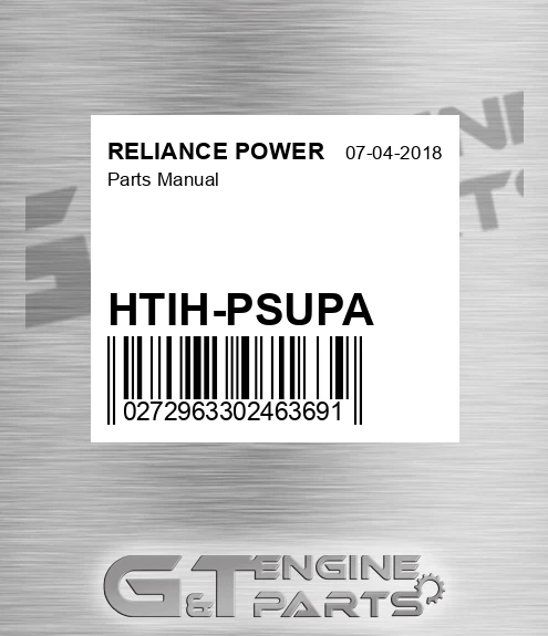 HTIH-PSUPA Parts Manual for RELIANCE POWER