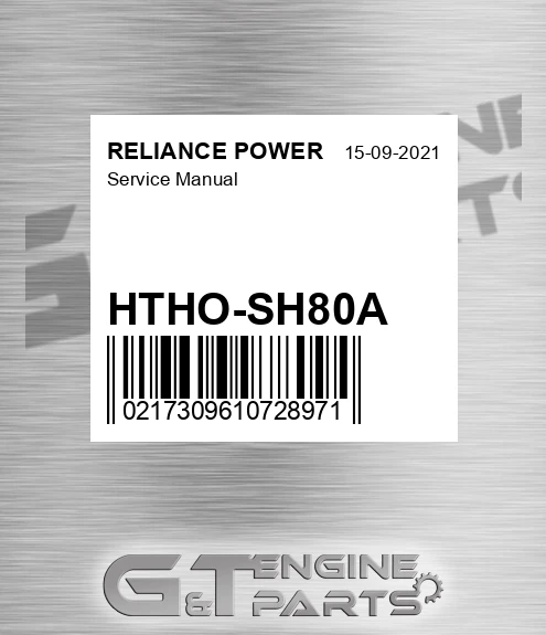 HTHO-SH80A Service Manual for RELIANCE POWER