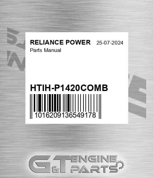 HTIH-P1420COMB Parts Manual for RELIANCE POWER