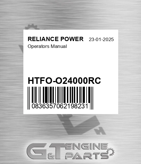 HTFO-O24000RC Operators Manual for RELIANCE POWER