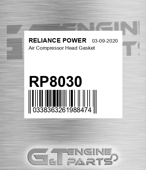 RP8030 Air Compressor Head Gasket