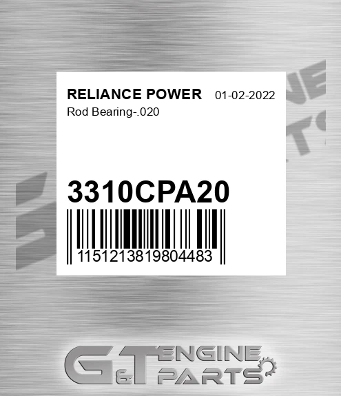 3310CPA20 Rod Bearing-.020