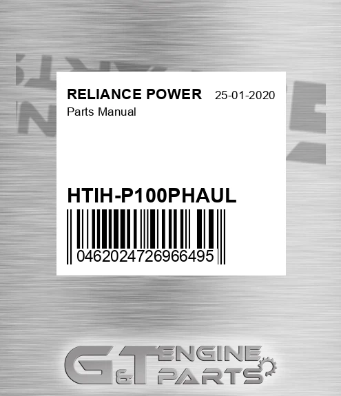 HTIH-P100PHAUL Parts Manual for RELIANCE POWER