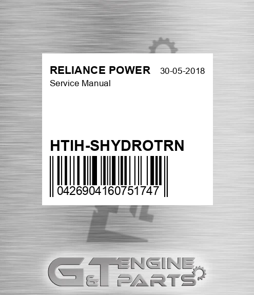 HTIH-SHYDROTRN Service Manual for RELIANCE POWER
